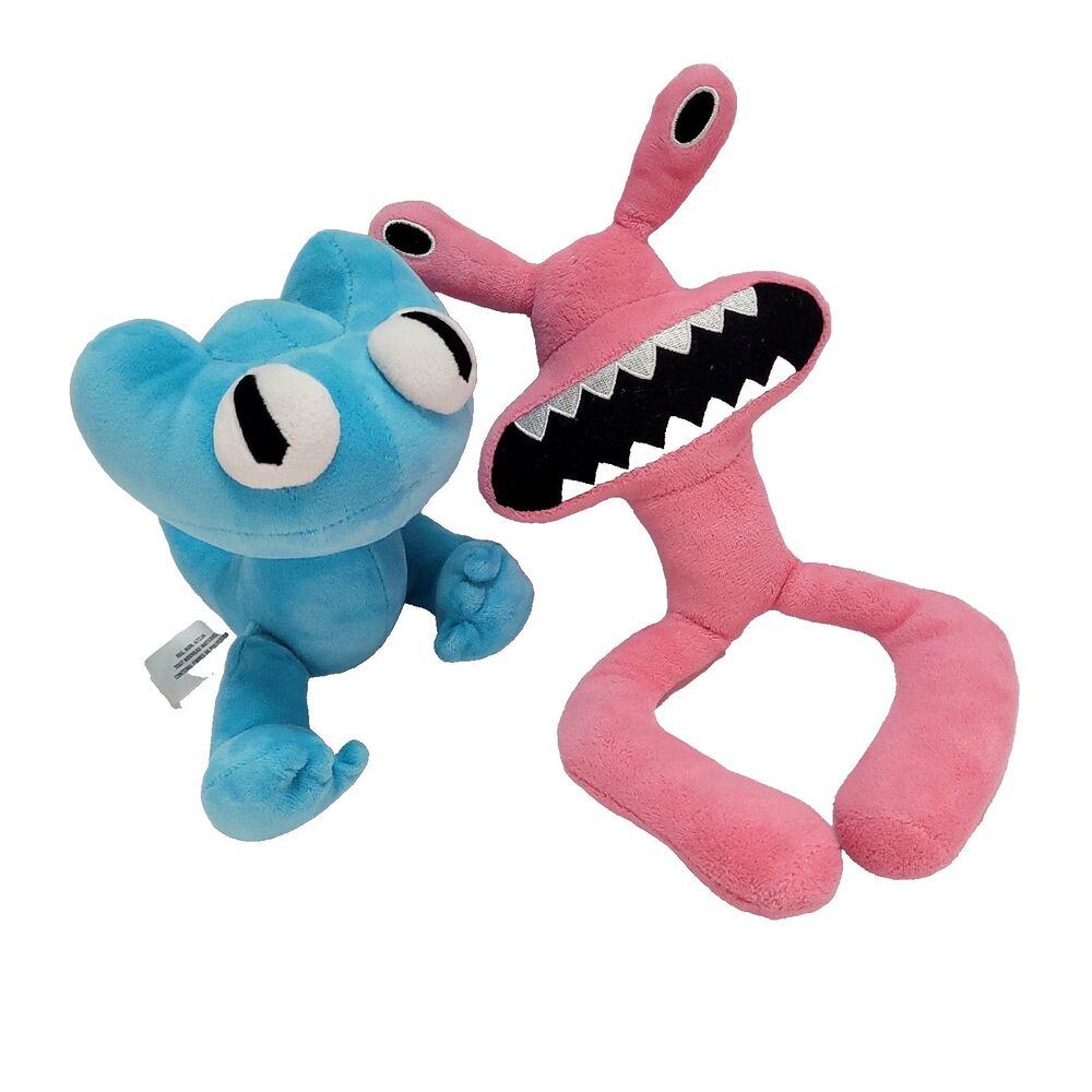 Rainbow Friends Cyan blue & pink monster plush Alien stuffed Creatures 8" - 11"